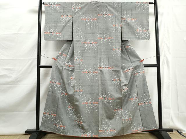 平和屋着物■上質な紬　幾何学間道　正絹　逸品　DABJ5182qa