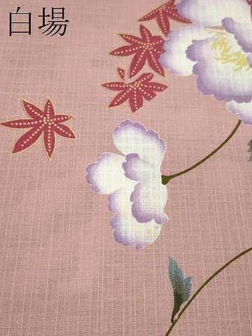 平和屋着物＊夏物　浴衣　反物　枝花楓文　綿　着尺　逸品　未使用　CABL2588ju