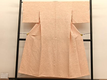 平和屋着物■上質な色無地　幾何学地紋　杏色　そごう扱い　正絹　逸品　BAAY4608hv