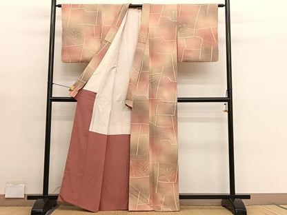 平和屋着物■上質な小紋　手描き　草花文　暈し染め　正絹　逸品　BAAY4602hv