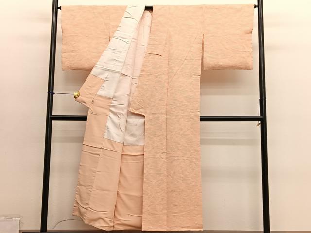 平和屋着物■上質な色無地　幾何学地紋　杏色　そごう扱い　正絹　逸品　BAAY4608hv