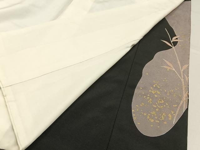 平和屋着物■豪華黒留袖　駒刺繍　地紙花鳥文　金彩　正絹　逸品　BAAY6598hj