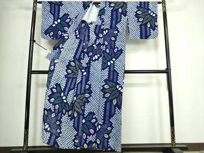平和屋着物∴夏物　浴衣　有松鳴海絞り　笹間道　綿　逸品　DABJ4294cd