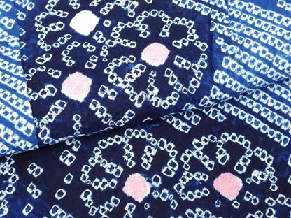 平和屋着物∴夏物　浴衣　有松鳴海絞り　流水花文　綿　逸品　DABJ4302cd