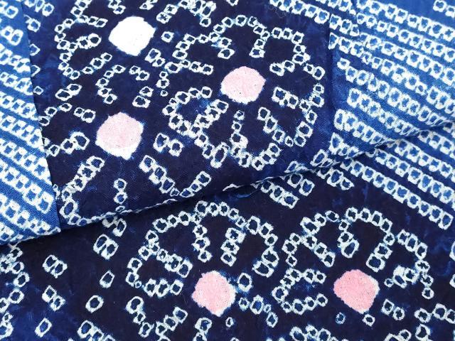 平和屋着物∴夏物　浴衣　有松鳴海絞り　流水花文　綿　逸品　DABJ4302cd