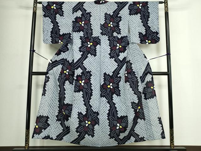平和屋着物∴夏物　浴衣　有松鳴海絞り　枝花文　綿　逸品　DABJ4300cd