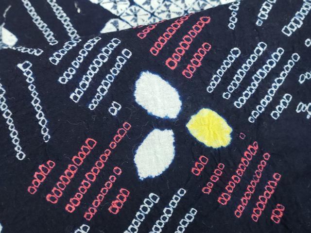 平和屋着物∴夏物　浴衣　有松鳴海絞り　枝花文　綿　逸品　DABJ4300cd