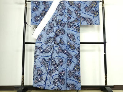 平和屋着物∴夏物　浴衣　有松鳴海絞り　流水花文　綿　逸品　DABJ4302cd