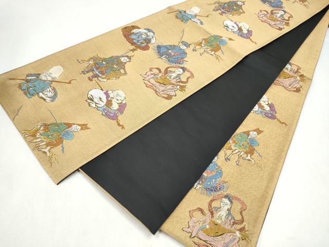 平和屋着物●六通柄袋帯 七福神 金糸 正絹 逸品 CABL5087hy