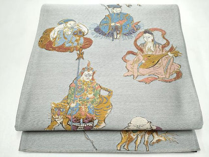 平和屋着物●六通柄袋帯 七福神 金糸 正絹 逸品 未使用 CABL5088hy