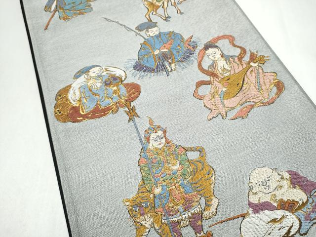 平和屋着物●六通柄袋帯 七福神 金糸 正絹 逸品 未使用 CABL5088hy