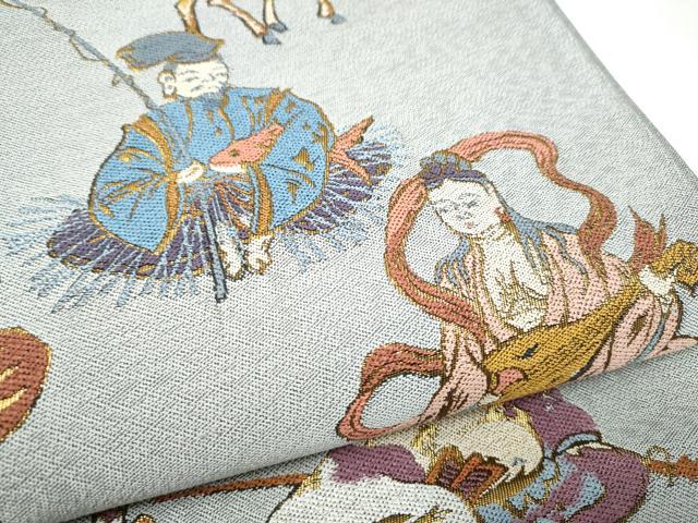 平和屋着物●六通柄袋帯 七福神 金糸 正絹 逸品 未使用 CABL5088hy