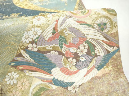 平和屋着物●両面　両方向　全通柄袋帯　唐織　典雅王朝装束文　道長取有職文　金糸　ほていや扱い　正絹　逸品　CABL5100hy
