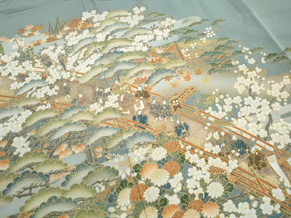 平和屋着物■豪華色留袖　風景人物花松文　暈し染め　金彩　正絹　逸品　DABJ5230qa