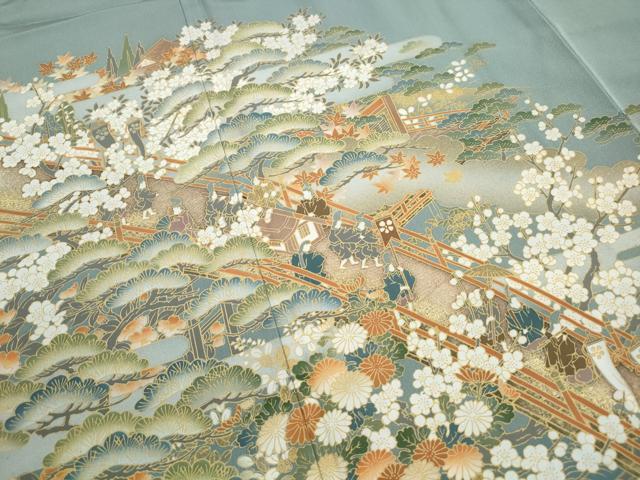 平和屋着物■豪華色留袖　風景人物花松文　暈し染め　金彩　正絹　逸品　DABJ5230qa
