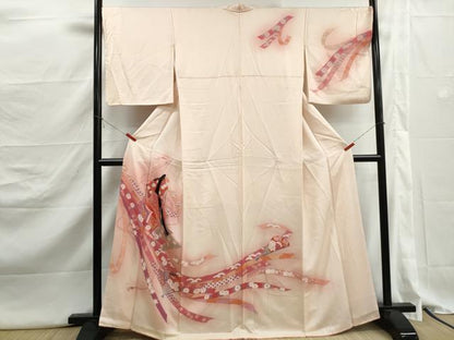 平和屋着物■訪問着　扇面人物御所車花文　鬘帯　暈し染め　正絹　逸品　DABJ5239qa