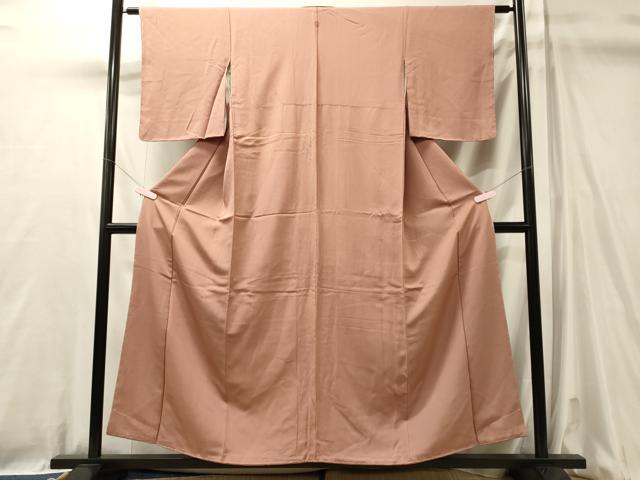 平和屋着物■上質な色無地　水柿色　正絹　逸品　未使用　CABL0709oy