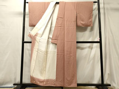 平和屋着物■上質な色無地　水柿色　正絹　逸品　未使用　CABL0709oy
