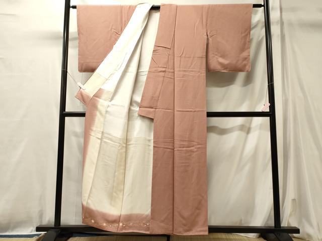 平和屋着物■上質な色無地　水柿色　正絹　逸品　未使用　CABL0709oy