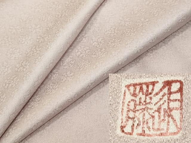 平和屋着物●上質な色無地　作家物　草花地紋　牡丹鼠色　正絹　逸品　DABI9591ud