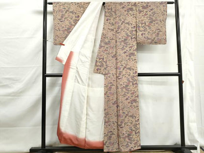平和屋着物■上質な小紋　型染め　風景花鳥文　正絹　逸品　DABJ5287qa