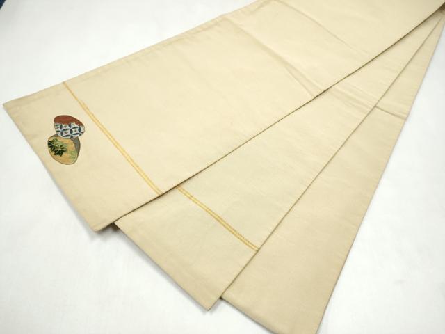 平和屋着物●アンティーク　大正ロマン　丸帯　総刺繍　綴れ　貝桶花文　正絹　逸品　CABL5115hy