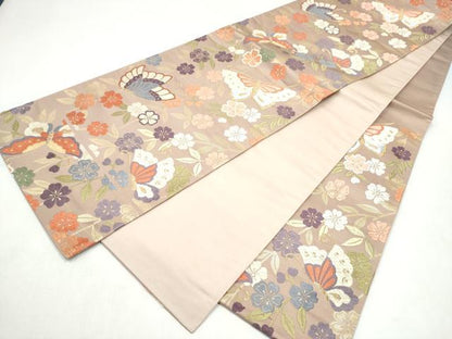 平和屋着物●六通柄袋帯　唐織　花蝶文　金糸　正絹　逸品　CABL5137hy