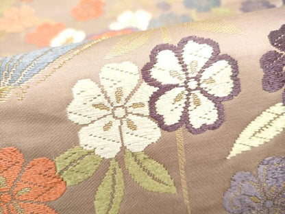 平和屋着物●六通柄袋帯　唐織　花蝶文　金糸　正絹　逸品　CABL5137hy