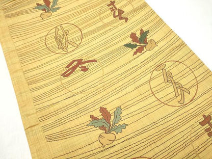 平和屋着物●六通柄袋帯 春夏秋冬 成物 正絹 逸品 未使用 CABL5192hy