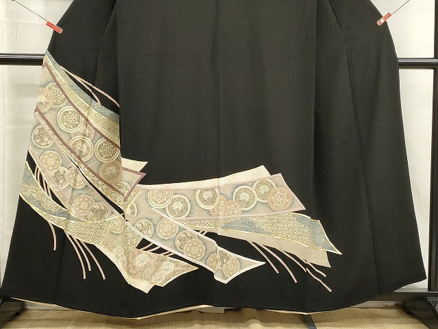 平和屋着物■豪華黒留袖　駒刺繍　花丸文　金彩　正絹　逸品　DABJ4394cd