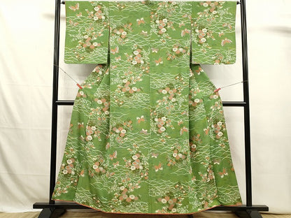 平和屋着物■上質な小紋　舞蝶花文　暈し染め　金彩　正絹　逸品　DABJ4395cd