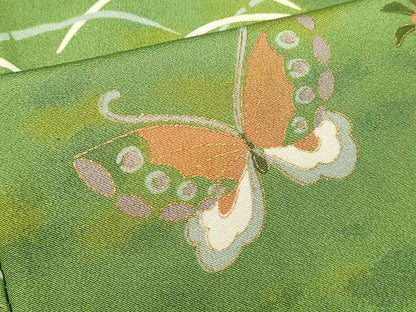 平和屋着物■上質な小紋　舞蝶花文　暈し染め　金彩　正絹　逸品　DABJ4395cd