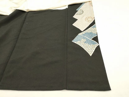 平和屋着物■豪華黒留袖　駒刺繍　花丸文　金彩　正絹　逸品　DABJ4394cd