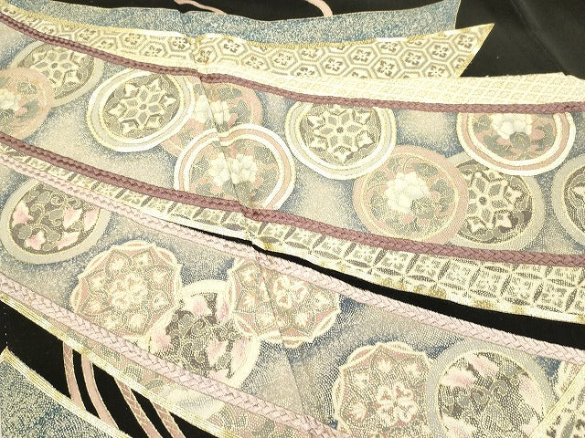 平和屋着物■豪華黒留袖　駒刺繍　花丸文　金彩　正絹　逸品　DABJ4394cd