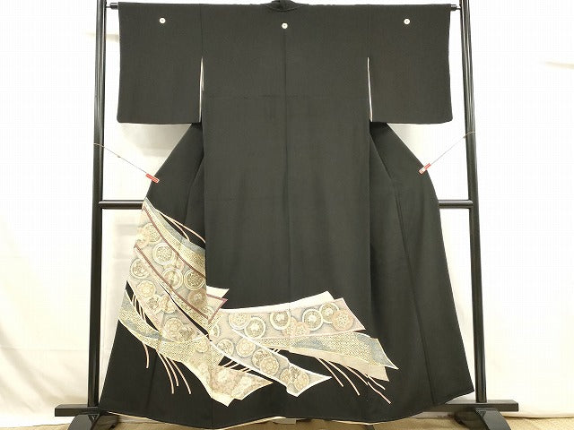 平和屋着物■豪華黒留袖　駒刺繍　花丸文　金彩　正絹　逸品　DABJ4394cd