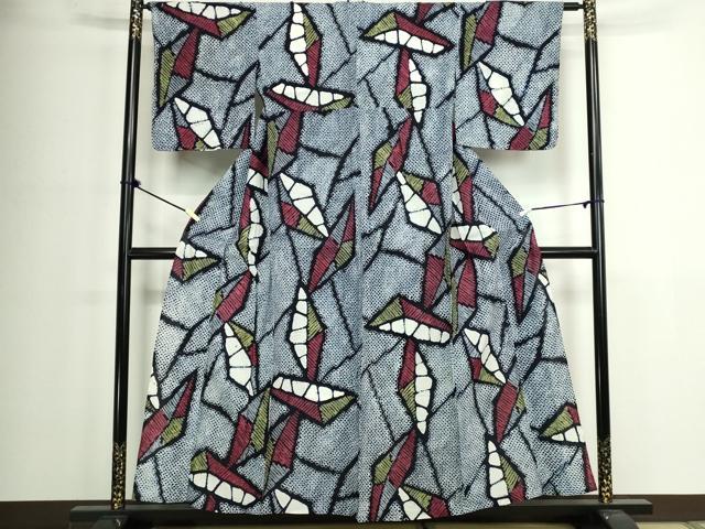 平和屋着物∴夏物　浴衣　有松鳴海絞り　切嵌文　綿　逸品　DABJ4401cd