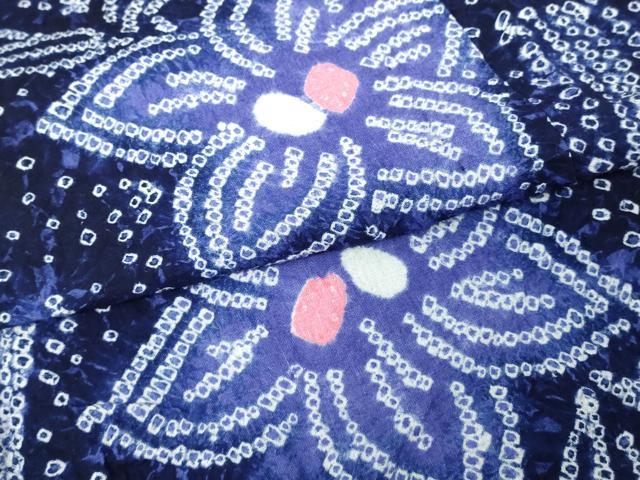 平和屋着物∴夏物　浴衣　有松鳴海絞り　草花文　綿　逸品　DABJ4407cd