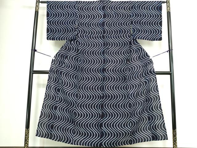 平和屋着物∴夏物　浴衣　有松鳴海絞り　流水文　綿　逸品　DABJ4403cd