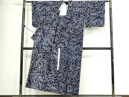 平和屋着物∴夏物　浴衣　有松鳴海絞り　笹文　綿　逸品　DABJ4404cd
