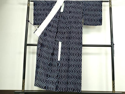 平和屋着物∴夏物　浴衣　有松鳴海絞り　流水文　綿　逸品　DABJ4403cd