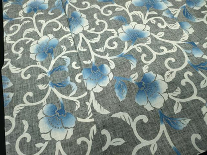 平和屋着物∴夏物　浴衣　注染　手縫い　花唐草文　綿　逸品　DABJ4438cd
