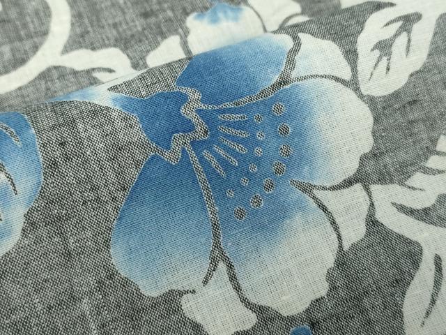 平和屋着物∴夏物　浴衣　注染　手縫い　花唐草文　綿　逸品　DABJ4438cd