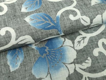 平和屋着物∴夏物　浴衣　注染　手縫い　花唐草文　綿　逸品　DABJ4438cd