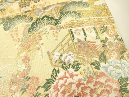 平和屋着物▼六通柄袋帯　慶長御所解文様　金糸　正絹　逸品　DABI7938fe