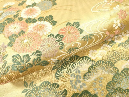 平和屋着物▼六通柄袋帯　慶長御所解文様　金糸　正絹　逸品　DABI7938fe
