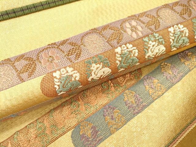 平和屋着物▼六通柄袋帯　菱絢錦　あけぼの繭　正絹　逸品　DABI7942fe