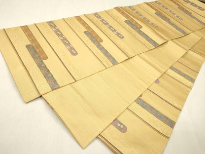 平和屋着物▼六通柄袋帯　菱絢錦　あけぼの繭　正絹　逸品　DABI7942fe