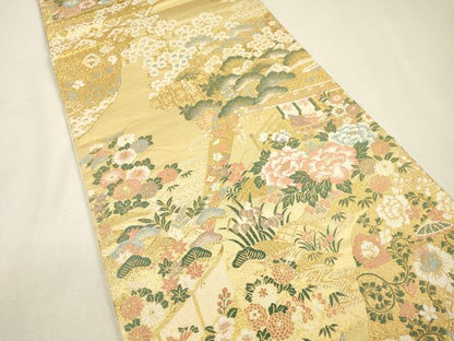 平和屋着物▼六通柄袋帯　慶長御所解文様　金糸　正絹　逸品　DABI7938fe