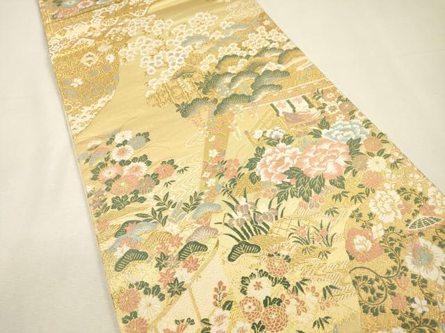 平和屋着物▼六通柄袋帯　慶長御所解文様　金糸　正絹　逸品　DABI7938fe