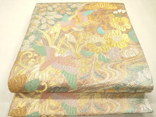 平和屋着物▼六通柄袋帯　辻が花　花鳥文　金銀糸　正絹　逸品　DABI7919fe